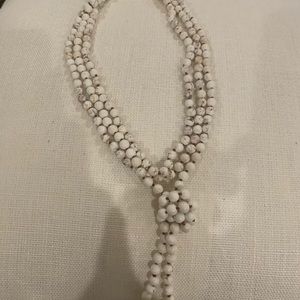 White knotted bead necklace
